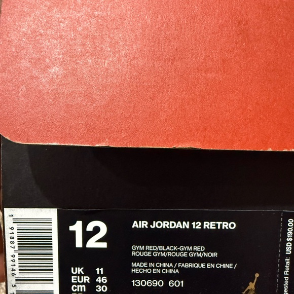Nike Air Jordan 12 Retro ~ Gym Red Size 12 - Picture 8 of 8